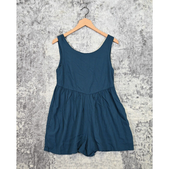 Mister Zimi Libby Playsuit Womens Romper Dress in Blue Linen Size 10 - Picture 1 of 5